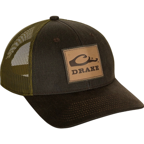 Drake Waterfowl Square Leather Patch Cap in Dark Brown, NWT - Picture 1 of 1